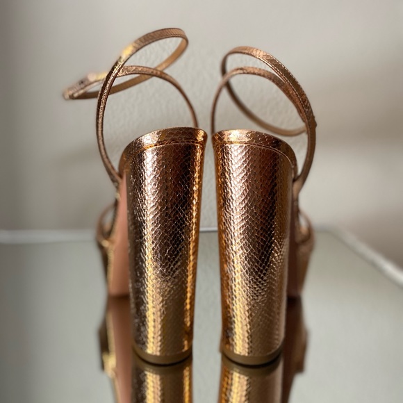 New Aquazzura Sinner Snake-Embossed Metallic Leather Sandals 38.5 $875 - Picture 8 of 11